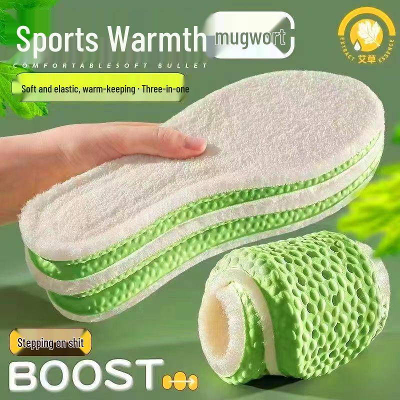 Odor-proof Fleece-lined Insoles for Men and Women, Winter Style, Thickened Lamb Wool, Sweat-absorbing and Warm.