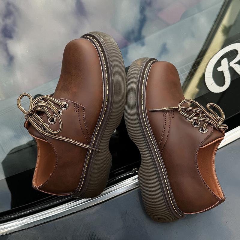 Fashion Leather Shoes For Man Platform Genuine Leather Big Size Shoes High Quality Designer Formal Platform Casual Shoes Outdoor