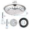 Kitchen Sink Basket Strainer Food Catcher Anti Clog Drain Cover Waste Plug