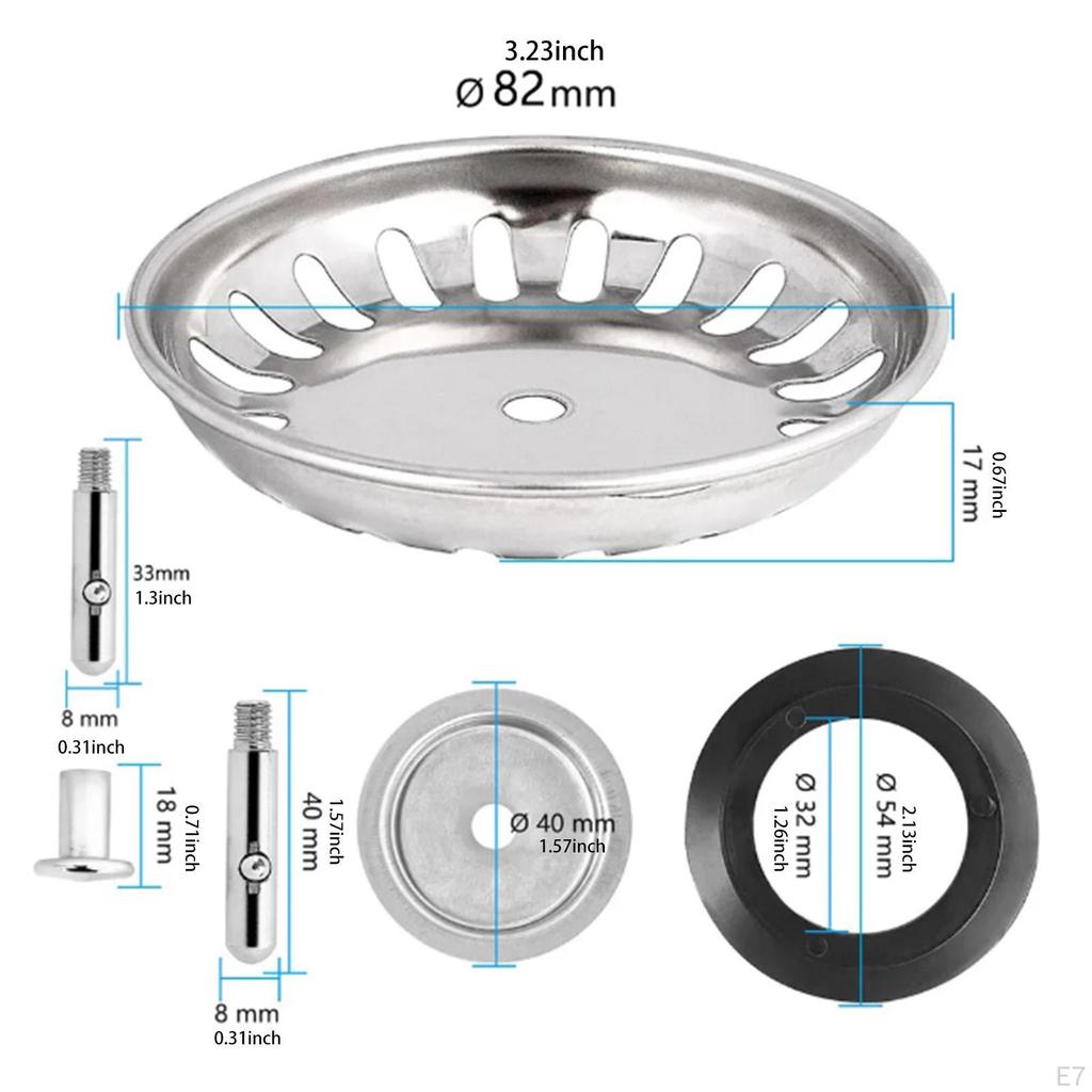 Kitchen Sink Basket Strainer Food Catcher Anti Clog Drain Cover Waste Plug