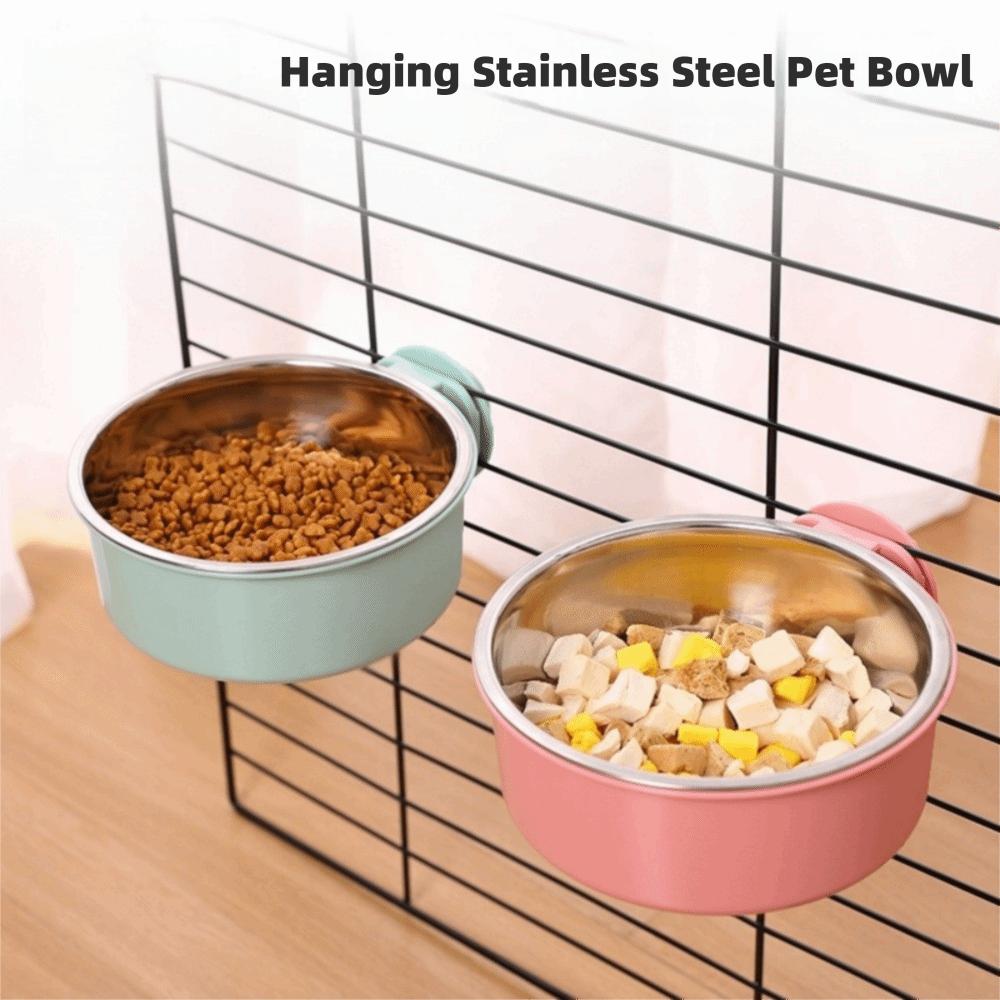 Stainless Steel Small Pet Bowl Hanging Feeding Cup Dog Crate Food and Water Bowl  for Medium Large
