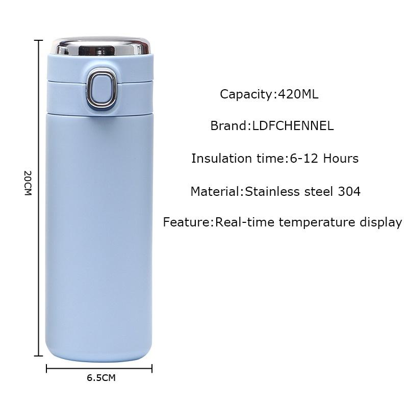 Inteligentní termoska 400 ml z nerezové oceli Láhev na vodu s LED digitálním displejem teploty Kávové termohrnky Inteligentní izolační šálky