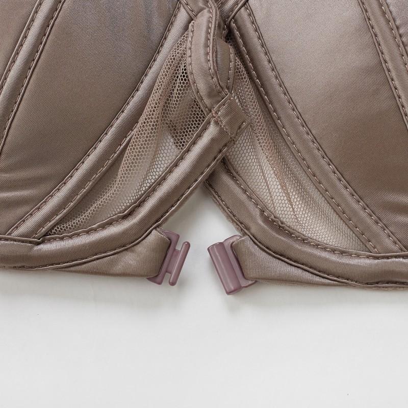 

French glossy underwear female rabbit ear front buckle sexy bra thin cotton big chest small anti-sagging bra 70A