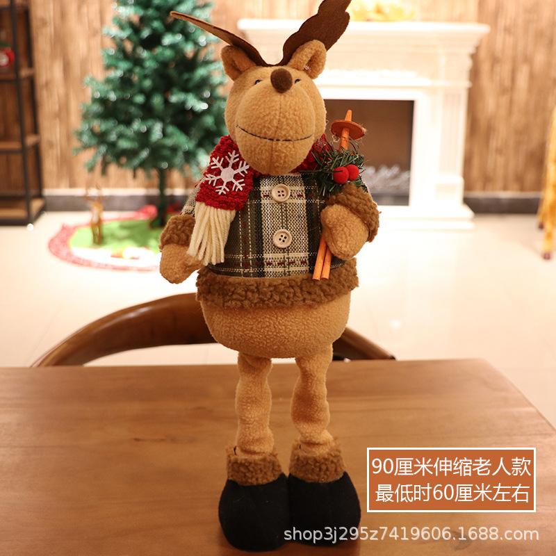 Christmas Telescopic Doll Old Man Snowman Deer Fabric Toy Christmas Gift Window Decoration Ornament