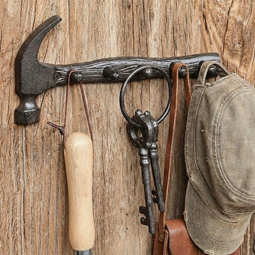 Rustic Wall-Mounted Decor Shelf DIY Plier Shape Key Holder Dual-Purpose Hooks Craftsmen