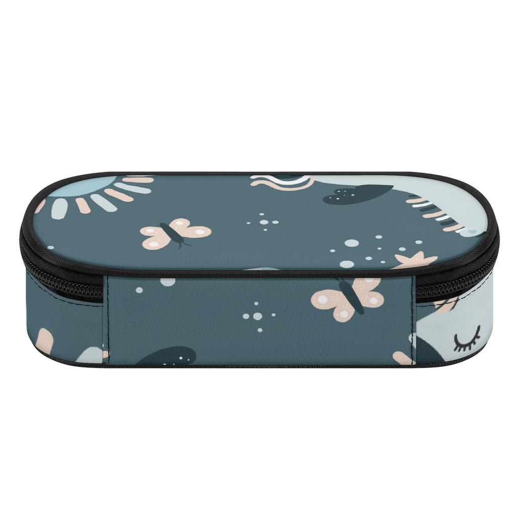 Pen Case Compact Shape Durable 300D Polyester Smooth Zipper with Mesh Pocket Removable Divider and Pen Slots for Boys Girls