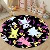 Halloween Cats A Pattern of Bat-Winged Cats and Skulls Round Rug, Purple Black Halloween Style Design, Soft Non-Slip Washable Area Mat