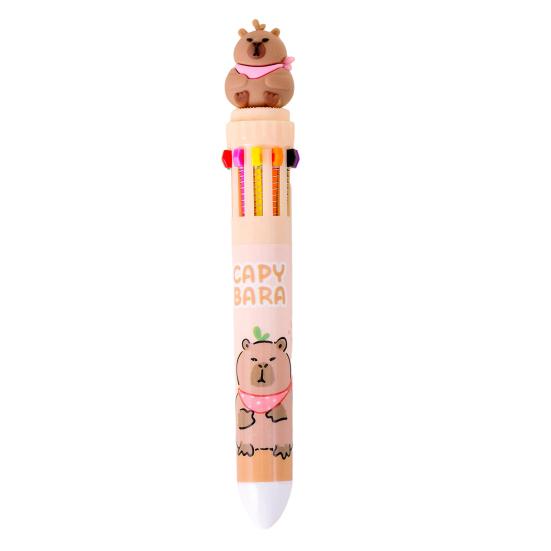 Multicolor 10-in-1 Ballpoint Pen Cute Capybara Ballpoint Pen Push-Type Writing Pen