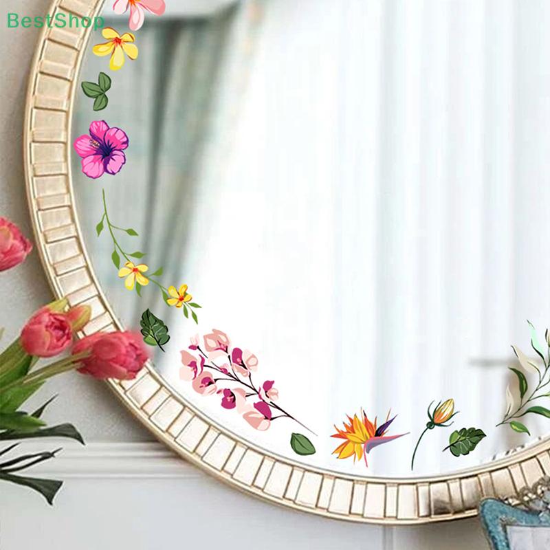 Mirror Stickers,Plant Flower Wall Stickers,Self-adhesive Wall Stickers For Decorating Mirrors In The Bedroom And Bathroom