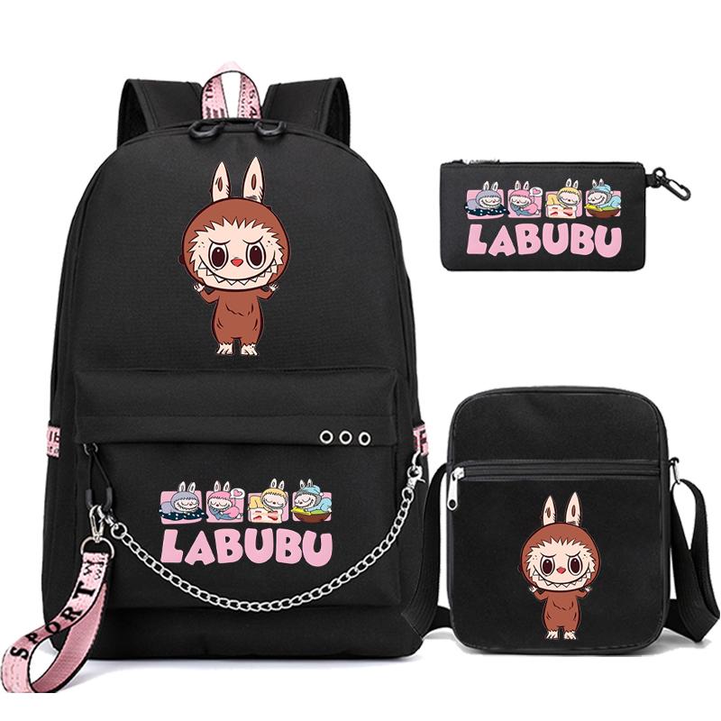 3Pcs/set Cute Printed Backpack Shoulder Bag Pencil Bag Children Girl Mokoko Schoolbag Student Kawaii Bookbag Travel Bag