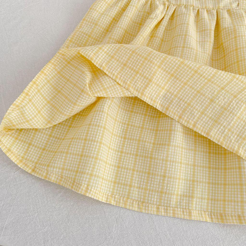 Sommer kariertes Prinzessinnenkleid & Baby Strampler Geschwister Outfits