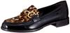 Luca Grossi LUCA Bit Size 2E Women's 4811M-QA Loafers, Black/Leopard Print, 23.5cm,