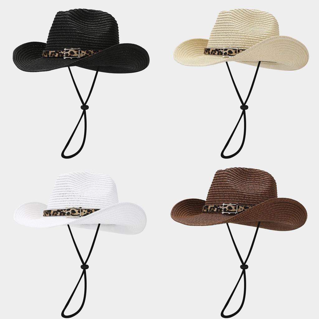 Summer Leopard Print Sun Hat With Wide Brim For Outdoor Beach Travel