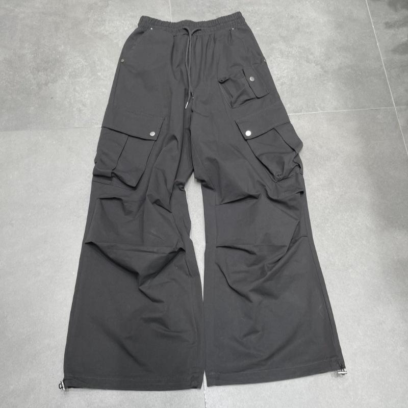 2026 Spring American Retro High Waist Wide Leg Cotton Cargo Pants Large