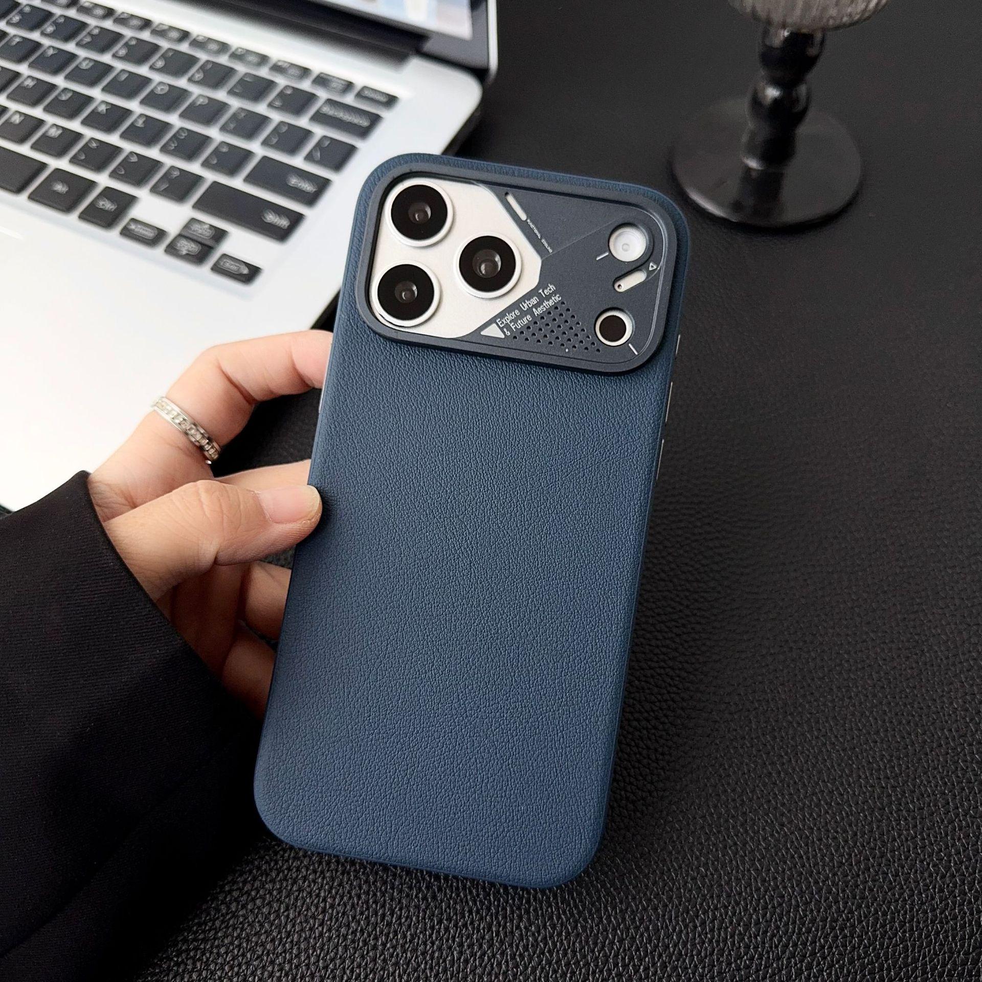 

Luxury iPhone 17 Pro Max Plain Leather Magnetic Case with Full Camera and Button Protection iPhone 17 Pro Max