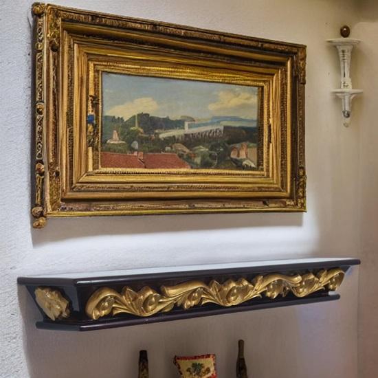 Solid Wood Carved Shelve for Living Room Brown Italian Wooden Shelf