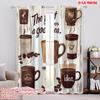 2pcs,2D Plane Printing Curtains Digital Printed Coffee Inspirations Polyester Woven (without Rod) Festive Ldeal for Living Room,