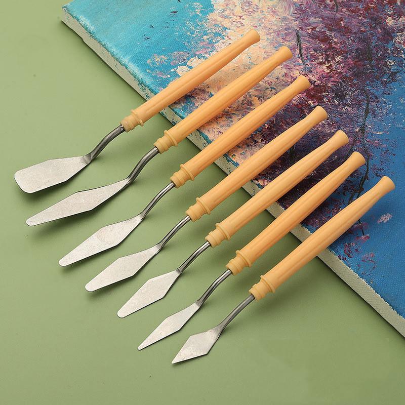 

7Pcs/Set Stainless Steel Oil Painting Knives Artist Crafts Spatula Palette Knife Oil Painting Mixing Knife Scraper Art Tools