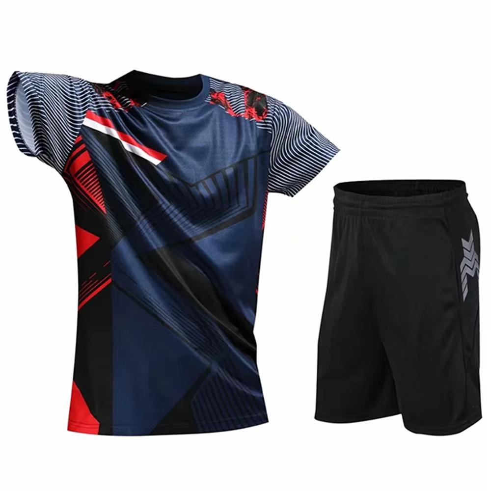Set Estivo 3D Maglietta da Tennis, Maglietta da Badminton, Scollo a O, Moda Casual, Set di Pantaloncini, Set Maglietta da Tennistavolo da Uomo e Donna, Tuta da Tennistavolo