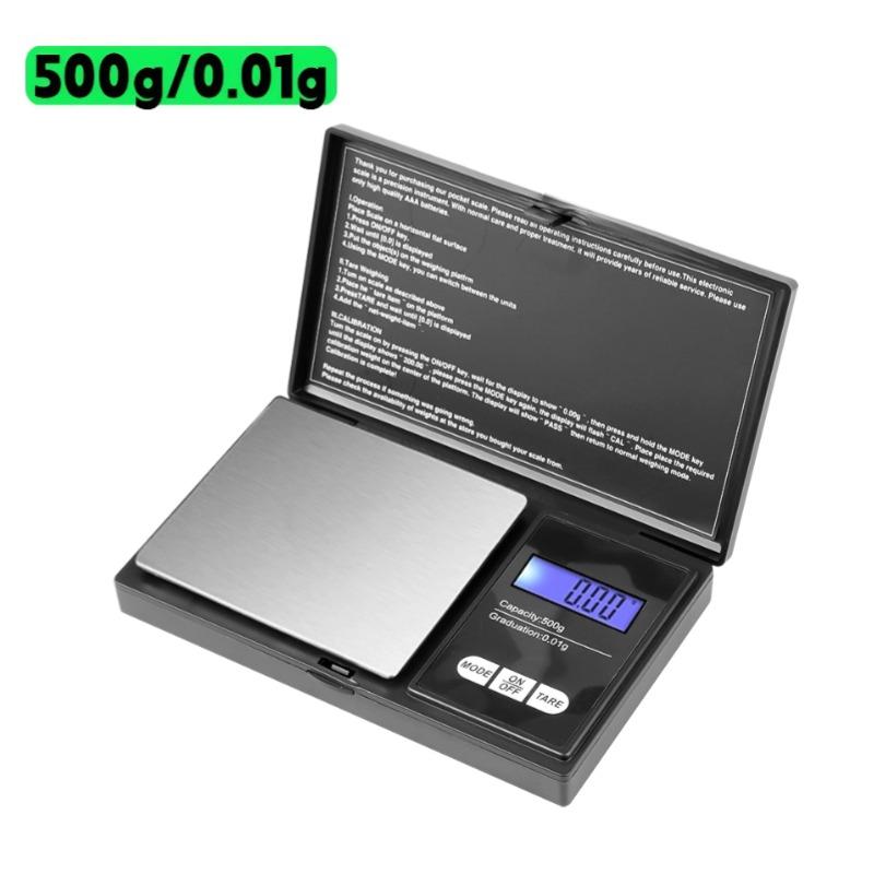 

500 г/0,01 г Высокоточные Мини Цифровые Весы Электронные Ювелирные Весы с Синей Подсветкой для Взвешивания Золота Серебра Пищи Портативные Карманные Весы