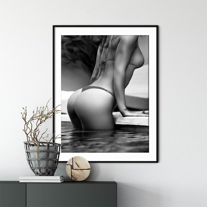 Black And White Sexy Woman Body Bikini Poster Modern Canvas Painting Prints Sensual Wall Art Picture For Living Room Home Decor