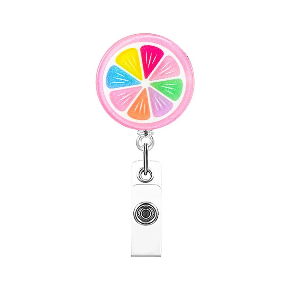 Cute Fruit Retractable Plastic Badge Holder Reel Student Nurse Exhibition Enfermera Girl Name Card Chest Card Holder Clip