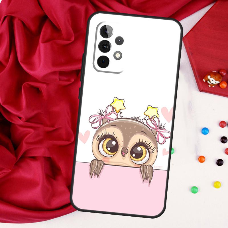 Cute Cartoon Owl Cover For Samsung Galaxy A54 A34 A14 A33 A32 A52 A53 A51 A71 A13 A23 A73 A12 A22 A21S Shell