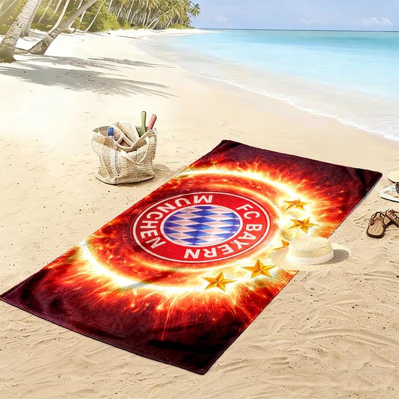 FC Bayern München Print Beach Towel, Large Soft Quick Dry Towel for Beach Camping Swimming