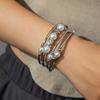 Retro tiger eye stone turquoise bead mixed with geometric pattern tube splicing multi-layer women's bracelet