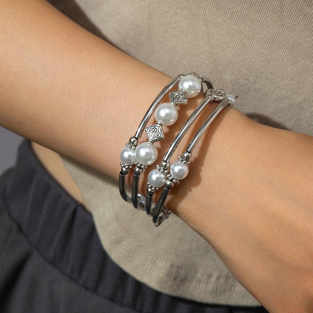 Retro tiger eye stone turquoise bead mixed with geometric pattern tube splicing multi-layer women's bracelet