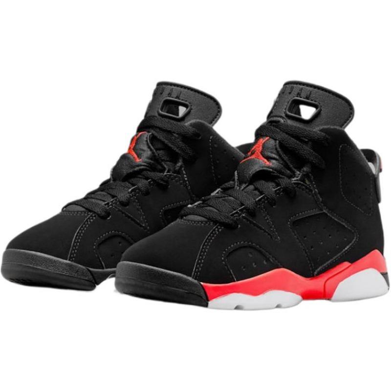Air Jordan 6 Retro "Infrared Salesman" Mid-top Kids Basketball Shoes Black/red Preschool & Grade School IQ1277-001