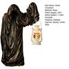 Ghost Wizard Figurine Halloween Ghost Statue with Light-up Lantern Vintage Gothic Ghost Sculpture for Indoor Mantel Cabinet Decoration
