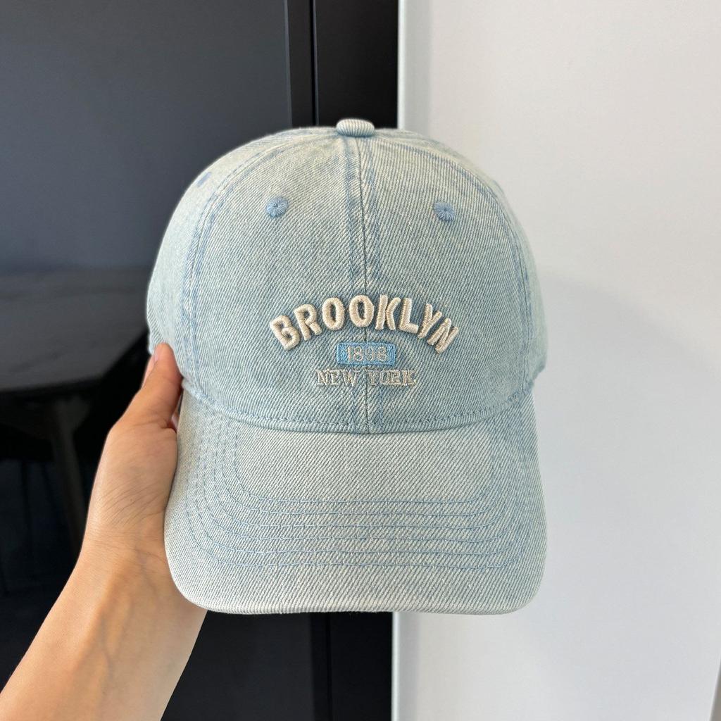 Vintage Washed Denim Letter Embroidered Baseball Cap Children's Versatile Wide Brim Sunshade Sunscreen Hat Tide