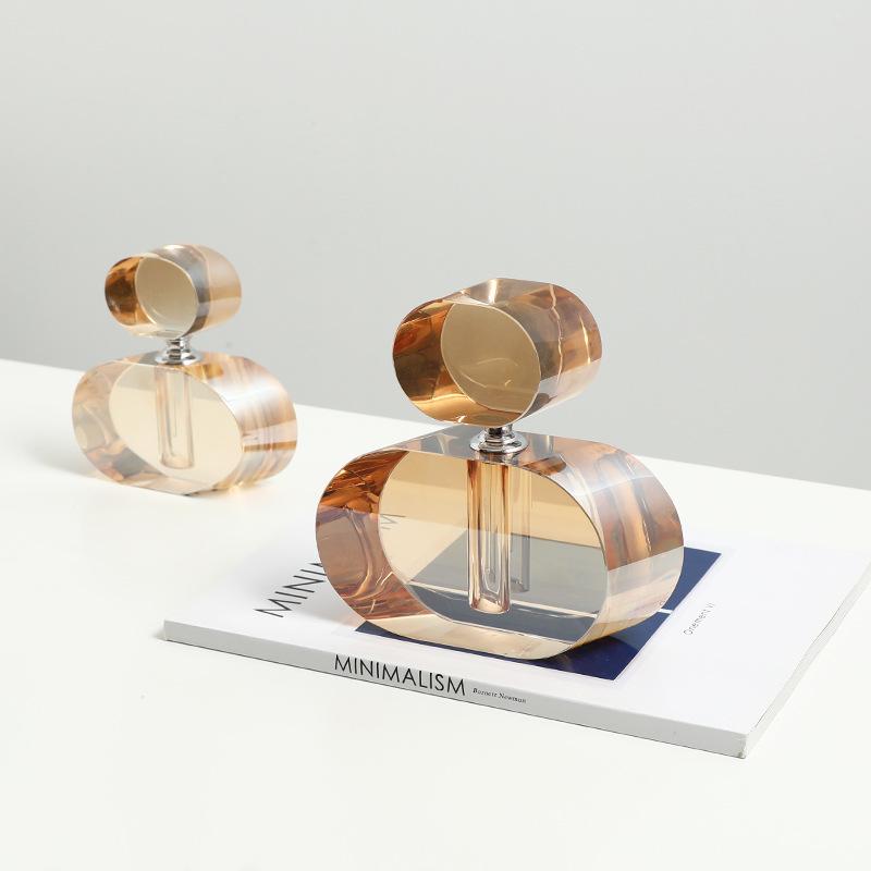 European Crystal Glass Perfume Bottle Exquisite Geometric Storage Jar Decoration Hotel Bedroom Dresser Crystal Perfume Bottle