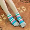 1 Pair Women Colorful Striped Toe Socks Breathable Arch Support Mid-calf Socks Non-slip Moisture Wicking Compression Socks