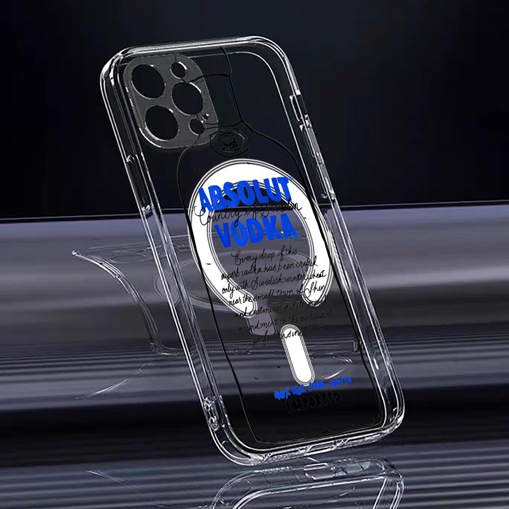 COOL A-AbsolutS V-VodkaS Phone Case For iPhone 17 16 15 14 13 12 Pro Max Plus With Magnetic Crystal Clear Case Wireless Charge