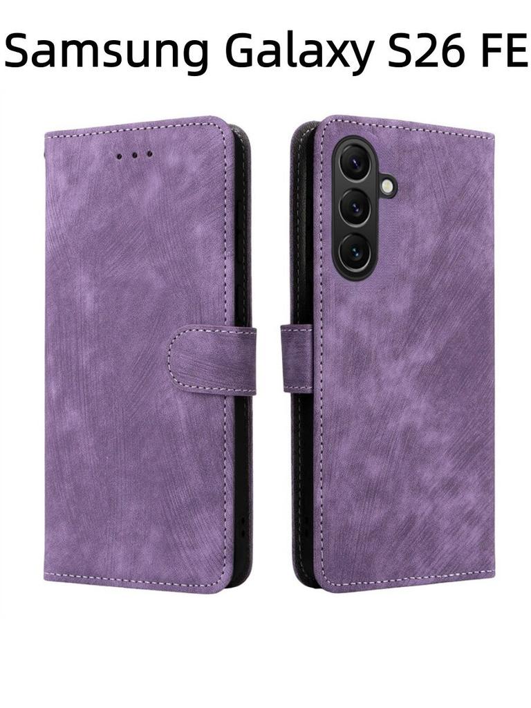 For Samsung Galaxy S26 FE Flip Case RFID tection Dual-Layer Card Slot Soft Silicone External Leather Stand Holder Flip Cover
