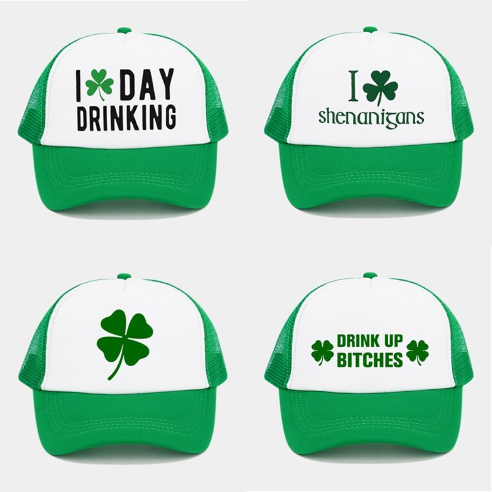Green Velvet Clover Shamrock Hat Breathable Sun Hat Casual Peaked Cap  St. Patricks Day