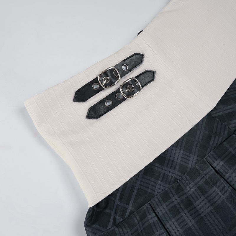 Women's Retro College-Style A-Line Plaid Pleated Skirt - High-Waisted, Anti-Exposure, Short Length for Spring/Summer 2025