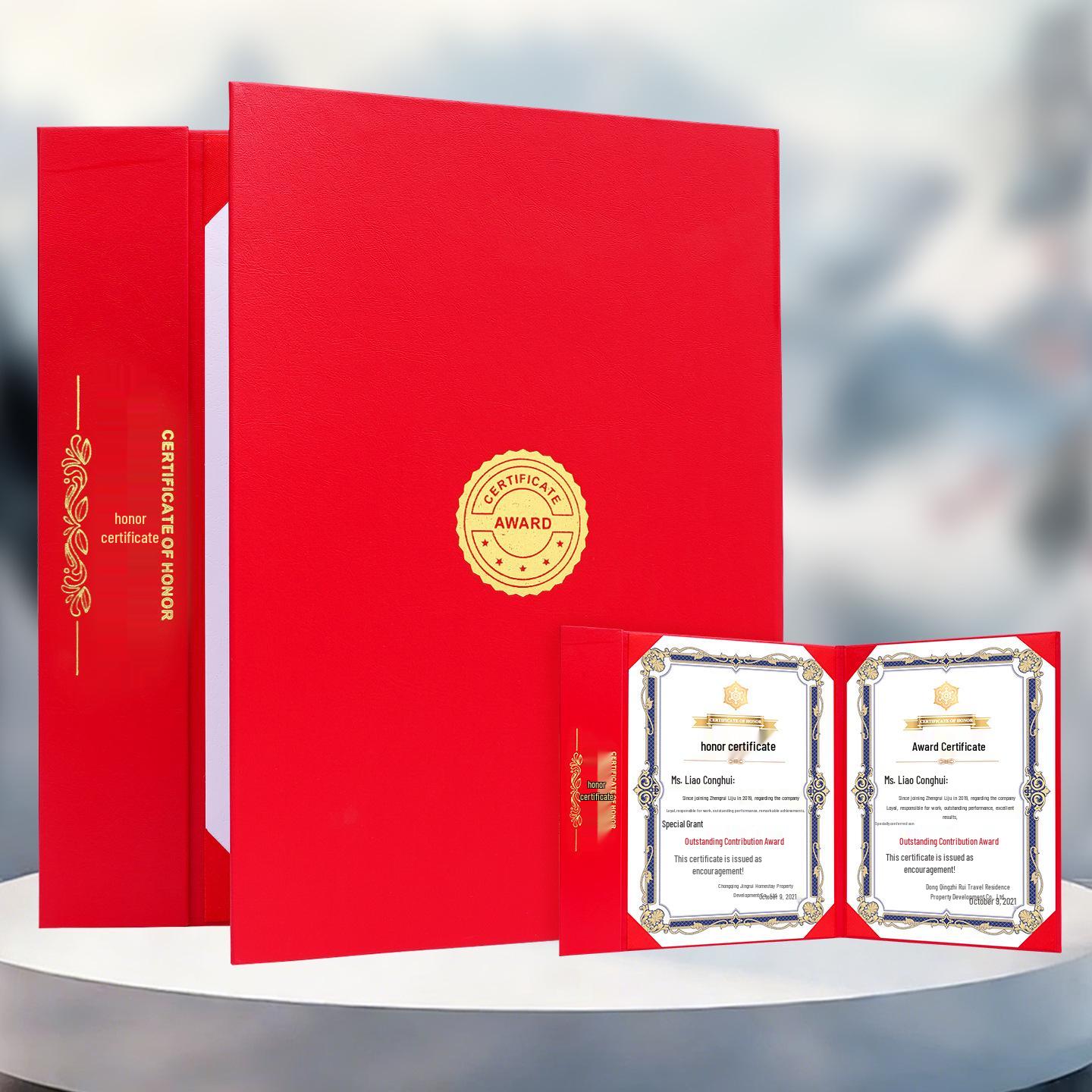 Custom Double-Sided Leather Certificate Cover for A4 Awards