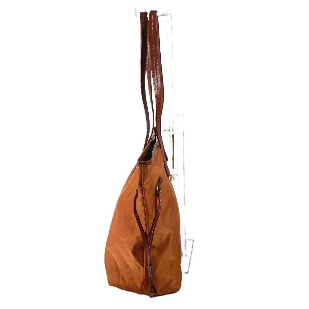 PRADA BR4001 triangle logo plate Tote Bag Shoulder Bag Leather / Nylon Orange