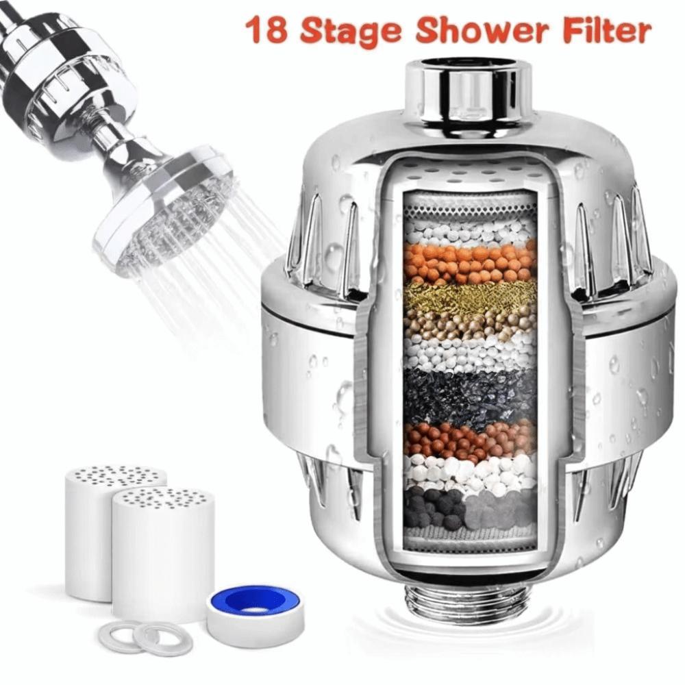 High Output Water Heater Pre-Filter 18 Stage Filtration Showerhead Filter  Bathroom Tap