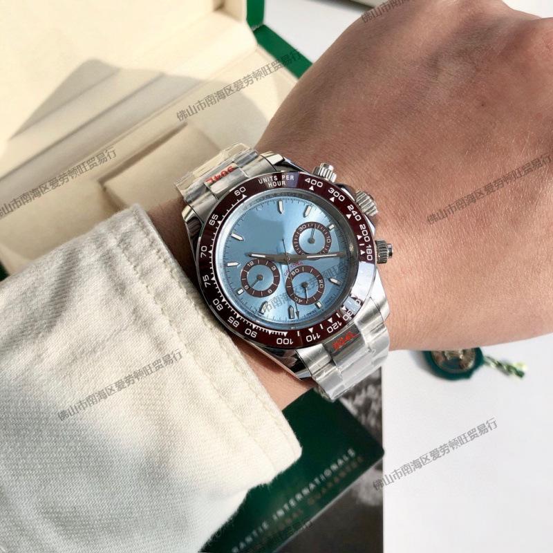 Pánské automatické mechanické chronografové hodinky Lao Jia Di Na Luminous Water Ghost se třemi ciferníky a šesti ručičkami.