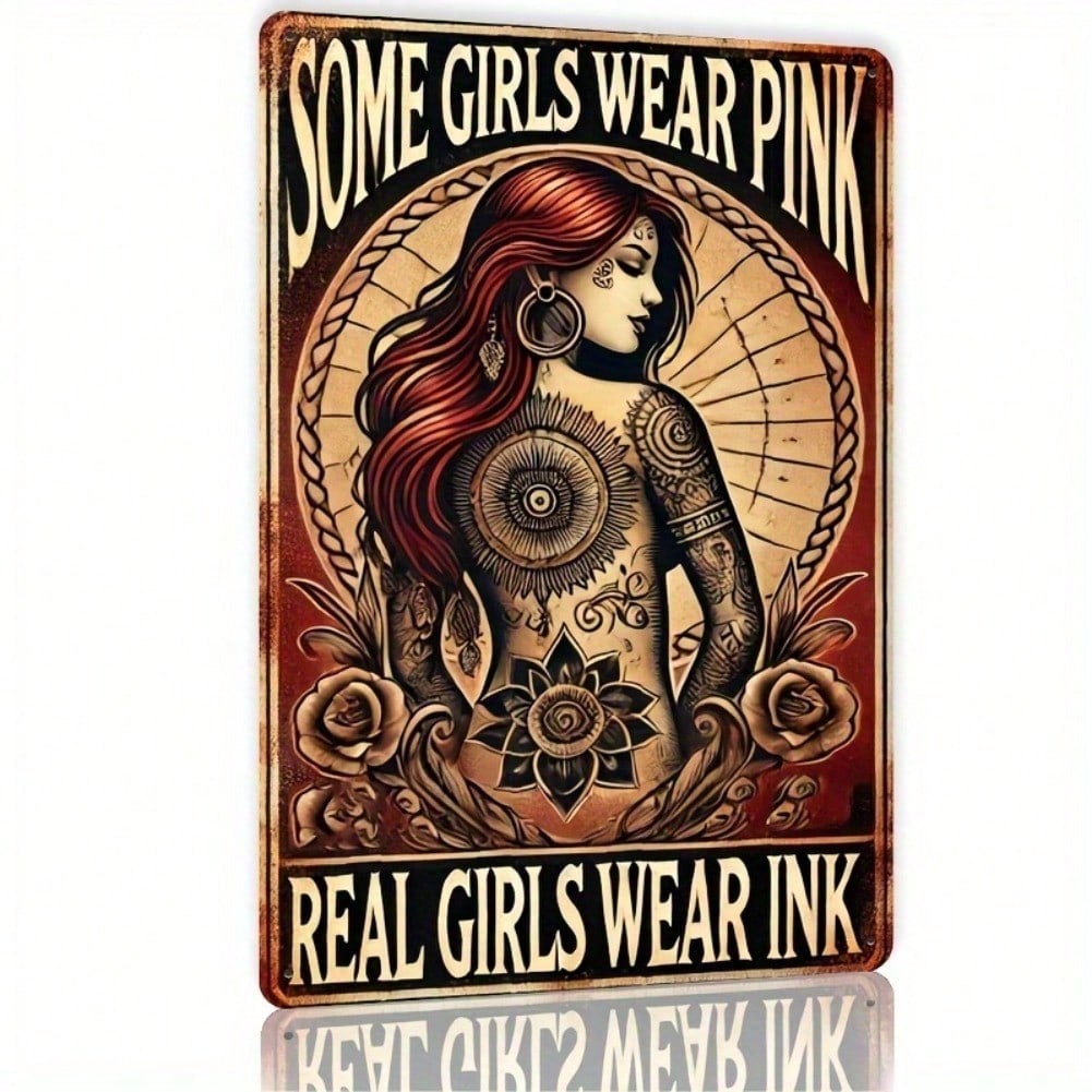 

Vintage Metal Wall Sign - Some Girls Wear Pink Retro Tin Art 8x12 Inch, Tattoo Shop & Man Cave Decor, Durable & Easy Hang Gift 20x30cm（7.8x11.8inch）