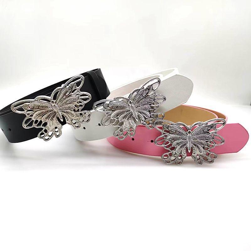 Minimalist Automatic Trendy Buckle Womens Belt In Black White Pink Brown Colors