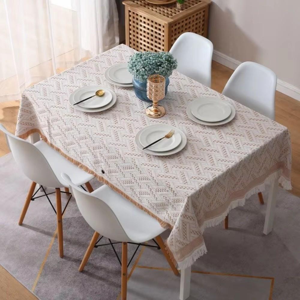 Decorative Tea Table Cover Fringe Edge Rectangular Tablecloth Retro Cloth Deskcloth Home Textile