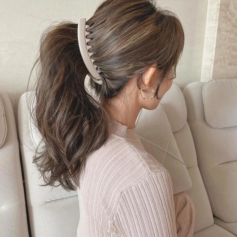 Basit Stil Pençe Klips Buzlu Renk Tek Kelime Klips Muz At Kuyruğu Saç Klipsi Dişli Saç Klipsi Moda Saç Aksesuarları