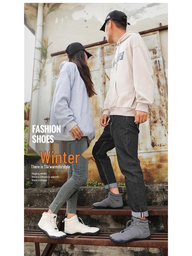 Unisex Mid-Top Winter Snow Boots: Thickened Velvet, Non-Slip Outdoor Hiking Shoes