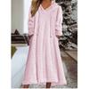 DAFIFY Women's Fashion Fall Winter Solid Color Print Long Sleeve Hooded Loose Waistline Casual Dresses