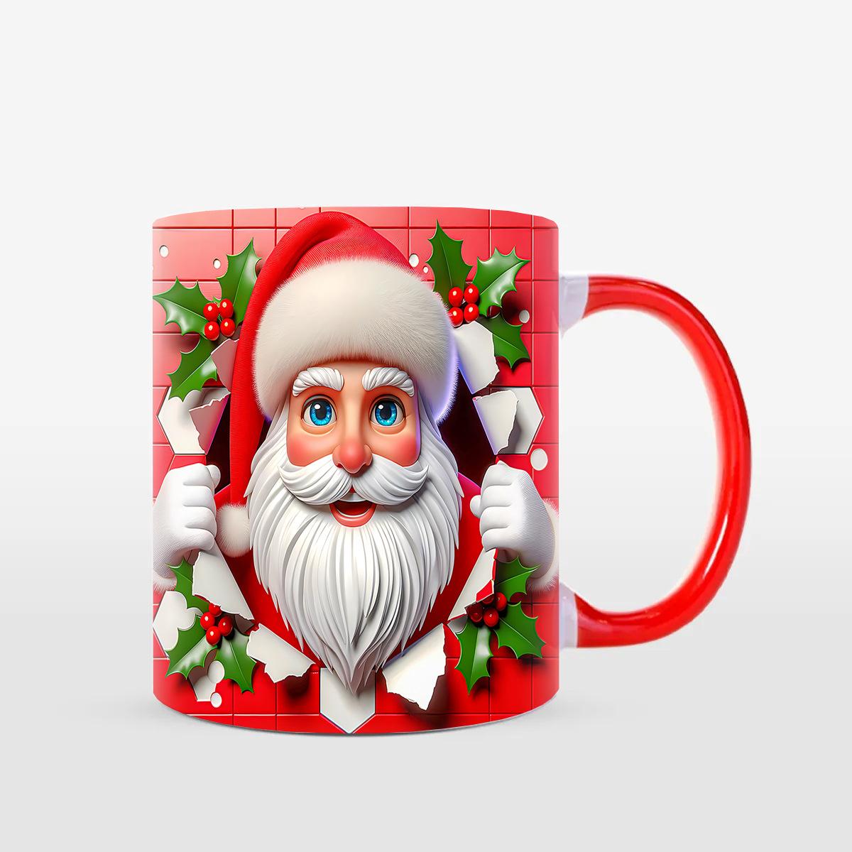 

3D Рождество Рождество Санта Клаус Керамическая Кофейная Кружка 2024 Чашка для Воды 301-400ml